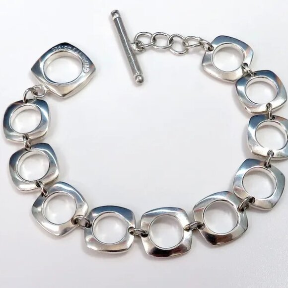 Vintage Tiffany & Co. Sterling Silver Cushion Square Link Toggle Bracelet - Picture 10 of 10